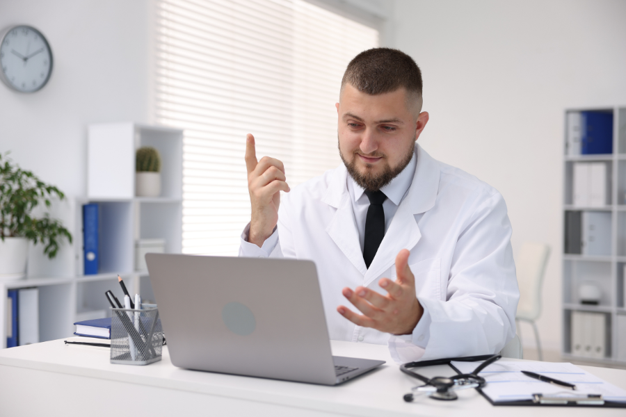 Doctor discussing online during a virtual consultation